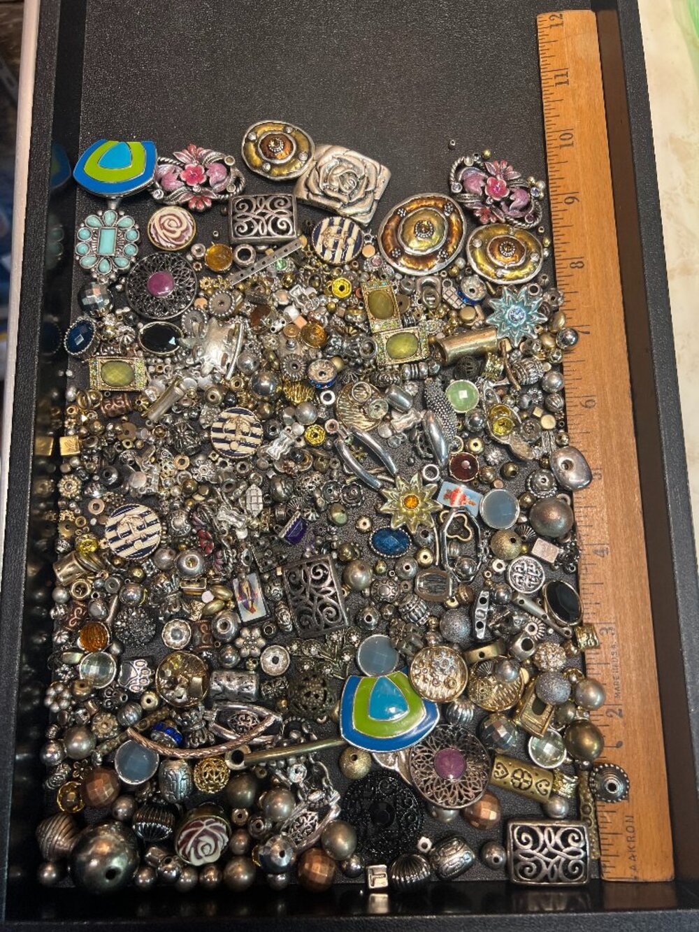 1lb metal or metallic bead mix Lot 11